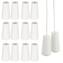 Houten koordtrekkers, 6 stuks witte kwastjes van 3,5 cm voor raamdecoratie, zoals jaloezieën, plafondventilatoren en lampen.