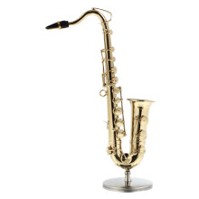 1Set Exquise Mini Saxofoon Decoratie Met Houder En Leren Opbergcase