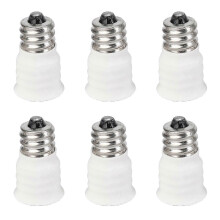 E12 naar E14 lampconverteradapter, compatibel met LED-, halogeen- en CFL-lampen, wit, 6 stuks