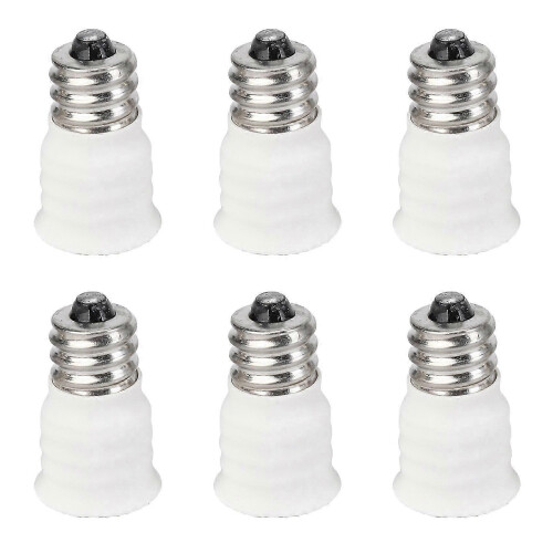 Adattatore convertitore da E12 a E14, bianco, 6 pezzi, compatibile con lampadine LED, alogene e CFL