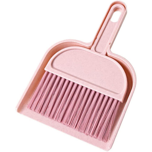 Mini Desktop Sweeper, Mini Dustpan and Brush Set, Pink, Compact Cleaning Tool for Table Sofa Car