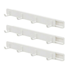 Sliding Coat Hook Rack, 3Pcs Retractable Pull Out Hooks with Adhesive for Closet Kitchen Bathroom