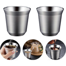 Stainless Steel Insulated Coffee Cup Set, 2 Pack 86ml, Double Wall Anti-Scalding