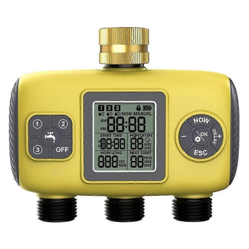 3-Outlet Automatic Water Timer Garden Irrigation Watering System with Independent Control Sprinkler Programmer