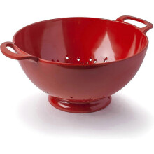Colador de melamina de 19 cm, color rojo, para pasta, verduras y frutas. Apto para lavavajillas.