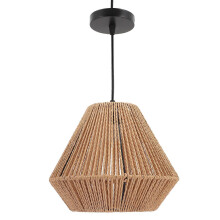 Lampada a sospensione in rattan, colore marrone chiaro, dal design creativo, ideale per camera da letto e soggiorno.