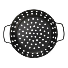Cestello per grigliare verdure e carne con coperchio, rivestimento antiaderente, 29,7x22,7 cm, nero, per barbecue.