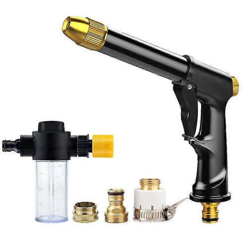 High-Pressure Water Hose Nozzle with Adjustable Spray Patterns, Brass Construction for No Leakage
