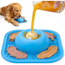 Tappetino da leccare in silicone 2 in 1 per cani, distributore di cibo a lenta erogazione con pallina congelabile per calmare i cani.