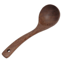 Suppenlöffel aus Holz mit gebogenem Griff und runder Aufhängeöse, Wenge-Material
