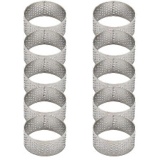 Stainless Steel Perforated Tart Ring 4.5cm Round Seamless for Quiche Pie Baking