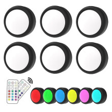 6er-Pack LED-Puck-Leuchten mit Fernbedienung, farbwechselnde Unterbauleuchten, batteriebetrieben