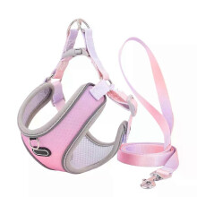 Escape Proof Adjustable Mesh Dog Harness and Leash Set for Puppy, Pink