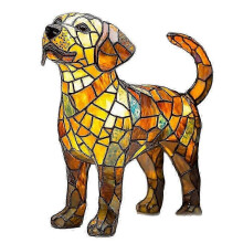 Labrador Lamp 7.87-inch Hand-painted Resin Dog Night Light Retro Dyed Table Lamp