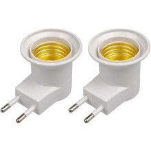 Adattatore convertitore con spina E27 europea e interruttore on/off per portalampada, bianco
