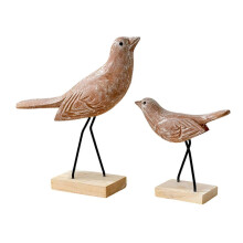2er-Set realistische Vogelfiguren aus Holz, Tierskulpturen für die Dekoration von Boden und Schreibtisch.