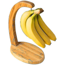Soporte para colgar plátanos, uvas y frutas, estante de madera de bambú