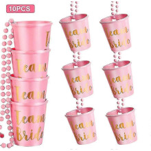 10pcs Plastic Beaded Shot Glass Necklace for Bachelorette Party Team Bride