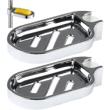Shower Soap Dish Holder 2 Pieces Adjustable for Shower Rod Stainless Steel
