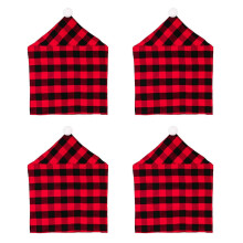 Weihnachtsstuhlhussen, 4-teiliges Set, karierte Stoffhussen für Esszimmerstühle