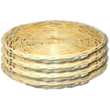 4pcs Bamboo Paper Plate Holder 10 Inch Heavy Duty Woven Reusable Microwave Safe