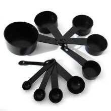 Measuring Spoon Set 250ml to 0.6ml Black ABS Plastic Durable Accurate Bakeware