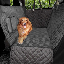 Dog Car Seat Cover Waterproof Hammock Design with Side Flaps and Safety Belt Opening