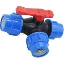 Válvula de bola de 3 vías de 50 mm para tubería de PE y PVC con interruptor de conexión rápida