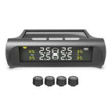 Aurinkoenergialla toimiva USB-kaksoisvirtalähde TPMS LCD-näytöllä auton, matkailuauton ja kuorma-auton rengaspaineiden valvontaan