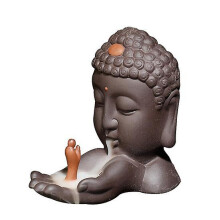 Räuchergefäß aus Keramik mit Rückflussfunktion, handgefertigt, kleines Buddha-Motiv, Heimdeko, Kunsthandwerk