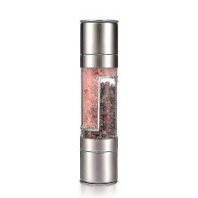 Sea Salt and Pepper Grinder, Stainless Steel 2 in 1 Dual Chambers, Adjustable Ceramic Mill