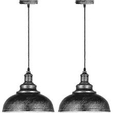 Set di 2 lampade a sospensione industriali vintage con attacco E27 per cucina, sala da pranzo e soggiorno.