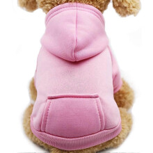Winter Dog Hoodie Sweatshirts with Pockets for Small Dogs Puppy Cat, Pink Solid Color Soft Fleece