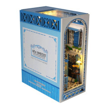 Supporto per libri in legno 3D Puzzle Kit di costruzione fai da te per casa delle bambole Blu