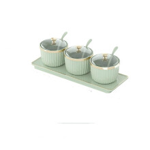 Juego de tarros para especias con cucharas, gran capacidad, color verde claro, para almacenamiento en la cocina.