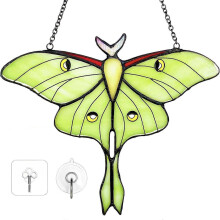Závesné vitrážové okno Lunas Moth Suncatchers s kovovou retiazkou, ručne vyrobený akrylový panel na bytové dekorácie