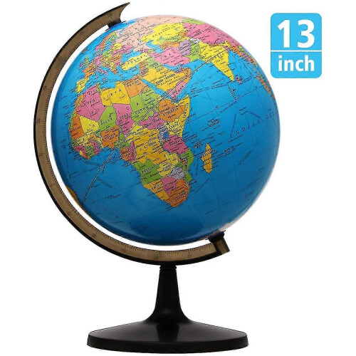 Spinning 13" World Globe with Stand for Kids Learning, Classroom Desk Students Educational Decorative