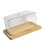 Butter Dish with Bamboo Lid, Rectangular Cheese Storage Box, Clear PET Cover for Freshness 1