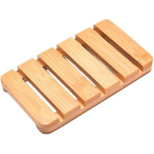 Bamboo Wood Soap Dish Holder with Drain for Shower Bathroom Kitchen Countertop