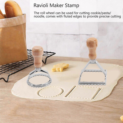 Ravioli Stamp Maker Cutter with Roller Wheel for Fluted Edge Pasta Press 1