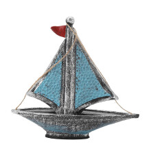 Modellino di barca a vela in resina, realizzato a mano, decorazione vintage per casa, ufficio o mensola.