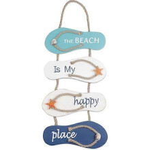 Flip-Flop Hanging Ornament Wooden Slippers Wall Decor Nautical Beach Seaside