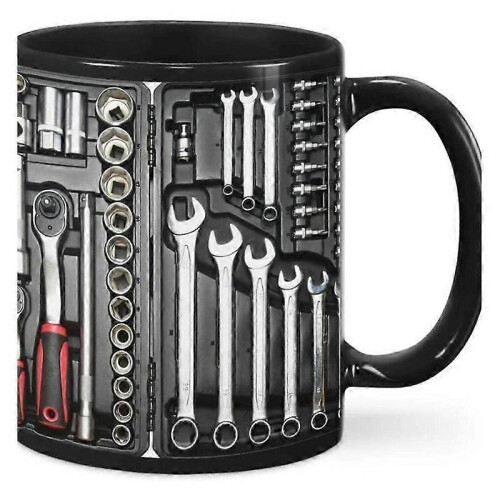 Mechanic Toolbox Set Ceramic Mug with C-Shaped Handle, Double-Sided Printed Graphics, Dishwasher and Microwave Safe