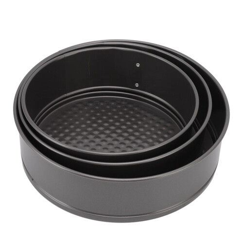 Springform Pan Set 3Pcs Carbon Steel Removable Bottom 22/24/26cm