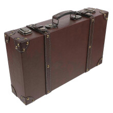 Boîte de rangement décorative vintage en bois en forme de valise, 47 x 31 x 25 cm, marron clair