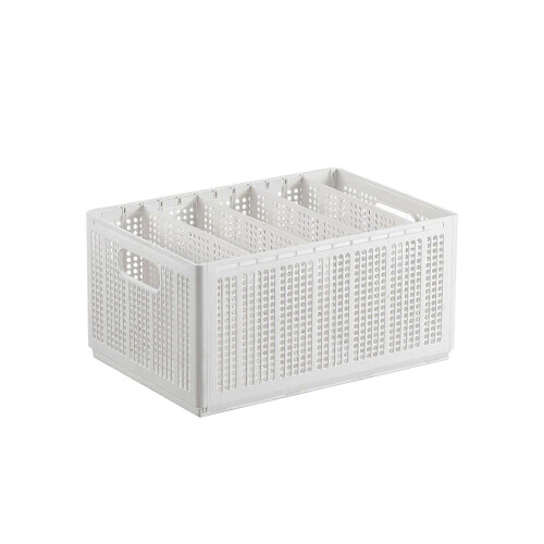 Foldable Pants Storage Box with Adjustable Dividers, White 5 Grids Closet Organizer for Wardrobe