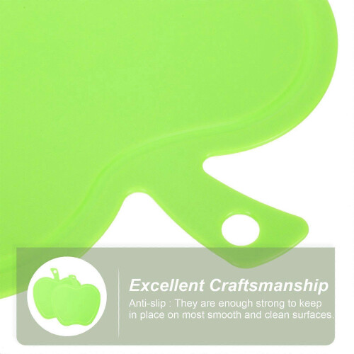 Apple Shape Chopping Board 2pcs Green Plastic Kitchen Cutting Mat Heat Resistant 2