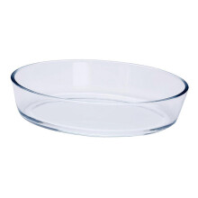 Oval Borosilicate Glass Baking Dish Microwave Oven Safe Baking Tray for Pizza and Reheating