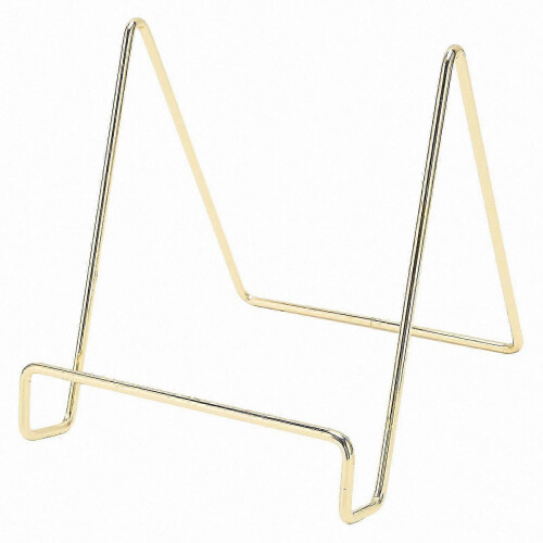 Gold-Tone Metal Display Stand for Tablets Books CDs Rust-Proof Plating