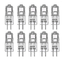 G4 Halogen Bulb 10W 12V Dimmable 10-Piece Set, Warm White 2700K, 2-Pin Base